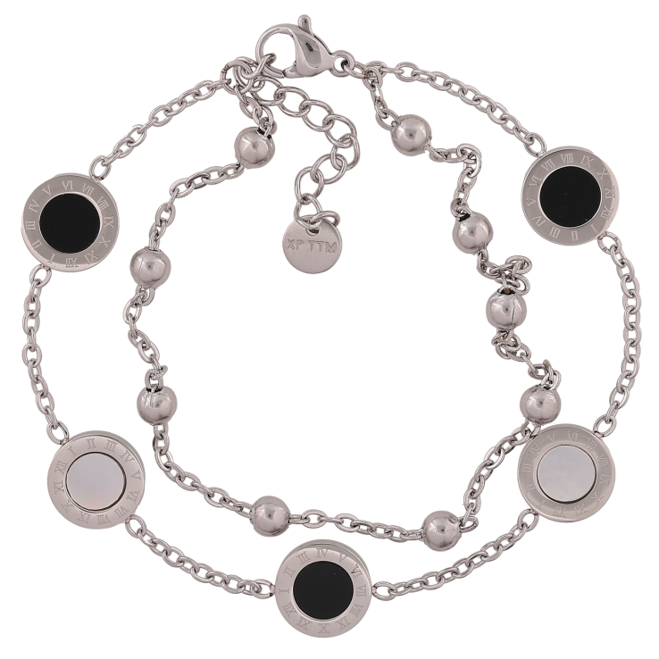 Браслет Xuping ТТМ Stainless Steel колір Родій Подвійний ланцюжок з вставками довжина з додатковим ланцюжком 18-21 см х 2 мм фото №24