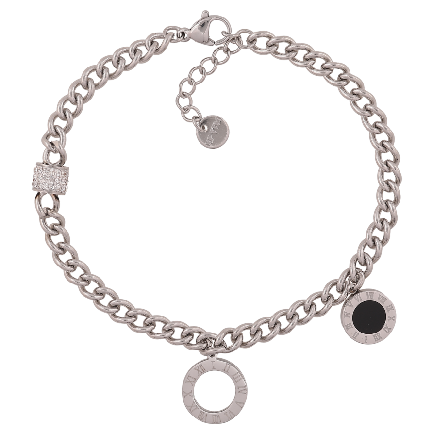 Браслет Xuping ТТМ Stainless Steel колір Родій Ланцюжок з підвісками довжина з додатковим ланцюжком 18,5-21 см х 4 мм фото №1