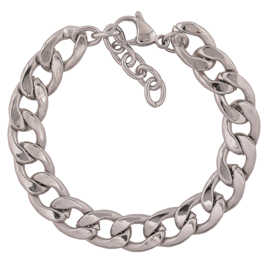 Браслет Xuping ТТМ Stainless Steel колір Родій Ланцюжок Панцирний довжина з додатковим ланцюжком 17-20 см х 10 мм фото №1