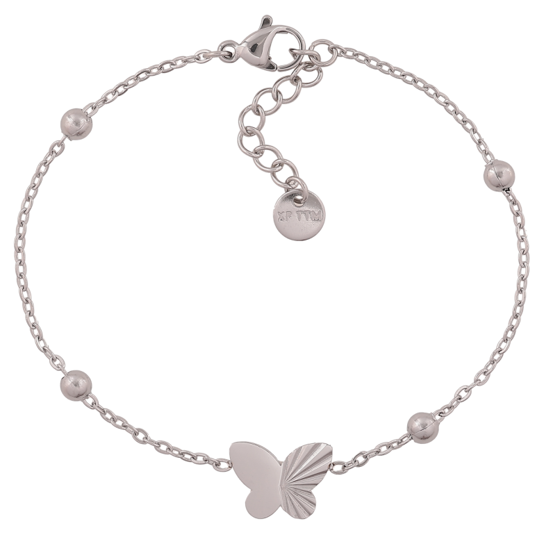 Браслет Xuping ТТМ Stainless Steel колір Родій Ланцюжок з вставкою метелик довжина з додатковим ланцюжком 17-19,5 см х 2-9 мм фото №6