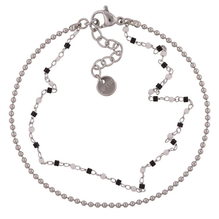 Браслет Xuping ТТМ Stainless Steel колір Родій Подвійний ланцюжок довжина з додатковим ланцюжком 17.5-21см х 2мм фото №18