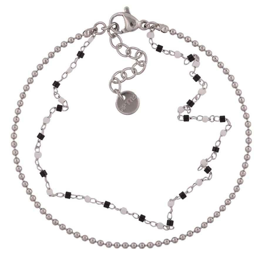 Браслет Xuping ТТМ Stainless Steel колір Родій Подвійний ланцюжок довжина з додатковим ланцюжком 17.5-21см х 2мм фото №1