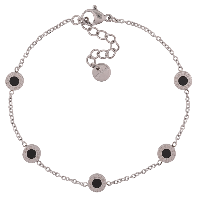 Браслет Xuping ТТМ Stainless Steel цвет Родий Цепочка с вставками длинна с доп. цеп.18-21см х 1.5мм фото №1