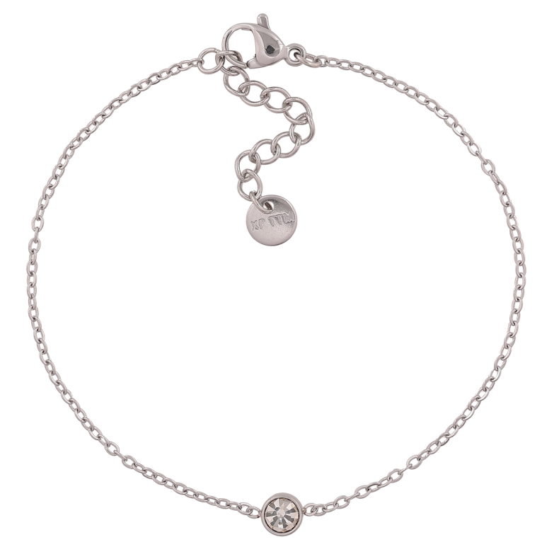 Браслет Xuping ТТМ Stainless Steel колір Родій Ланцюжок з кристалом довжина з додатковим ланцюжком 17,5-20,5 см х 1,5 мм фото №7