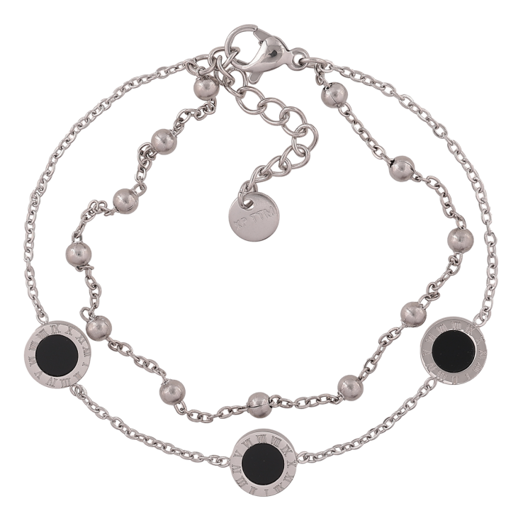 Браслет Xuping ТТМ Stainless Steel колір Родій Два ланцюжка з вставками довжина з додатковим ланцюжком 16,5-19,5 см х 2-8 мм фото №14