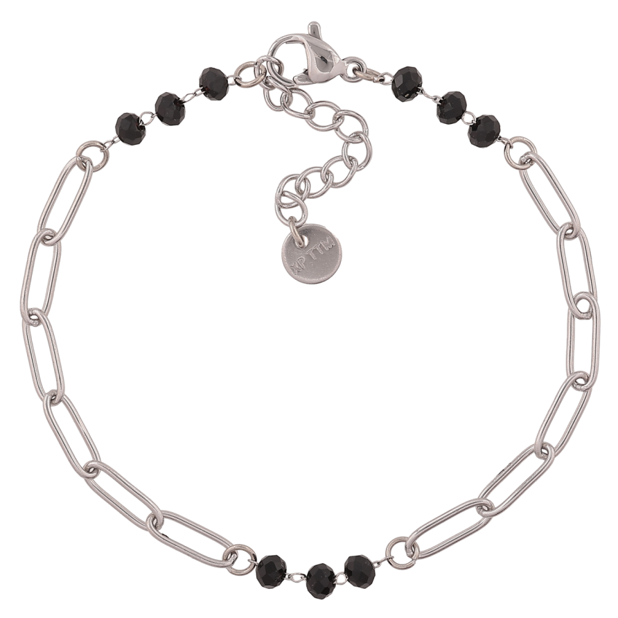 Браслет Xuping ТТМ Stainless Steel цвет Родий Цепочка с бусинами длинна с доп. цеп.17-20см х 4мм фото №1