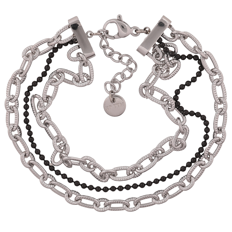 Браслет Xuping ТТМ Stainless Steel колір Родій Три ланцюжки довжина з додатковим ланцюжком 17-20 см х 10 мм фото №9