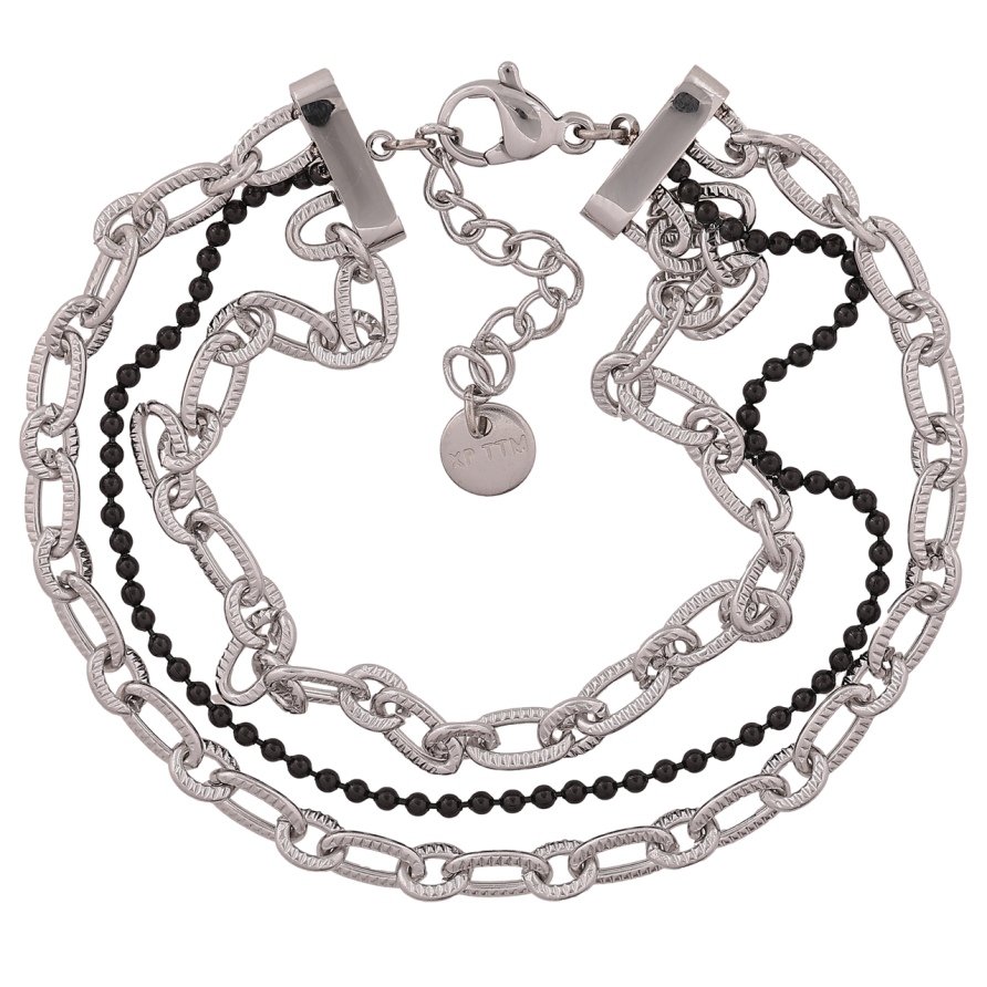 Браслет Xuping ТТМ Stainless Steel колір Родій Три ланцюжки довжина з додатковим ланцюжком 17-20 см х 10 мм фото №1