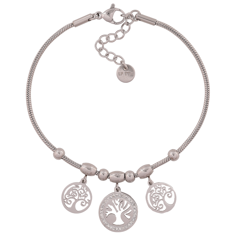 Браслет Xuping ТТМ Stainless Steel колір Родій Ланцюжок з підвісками довжина з додатковим ланцюжком 17-20 см х 2 мм фото №5