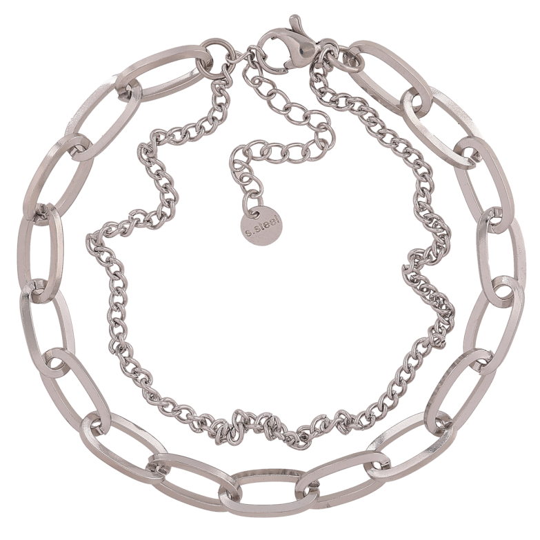 Браслет Xuping ТТМ Stainless Steel колір Родій Два ланцюжка довжина з додатковим ланцюжком 17-21 см х 2-6 мм фото №12