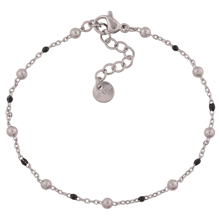 Браслет Xuping ТТМ Stainless Steel цвет Родий Цепочка с бусинами длинна с доп. цеп.17.5-20.5см х 1.5-3мм фото №2