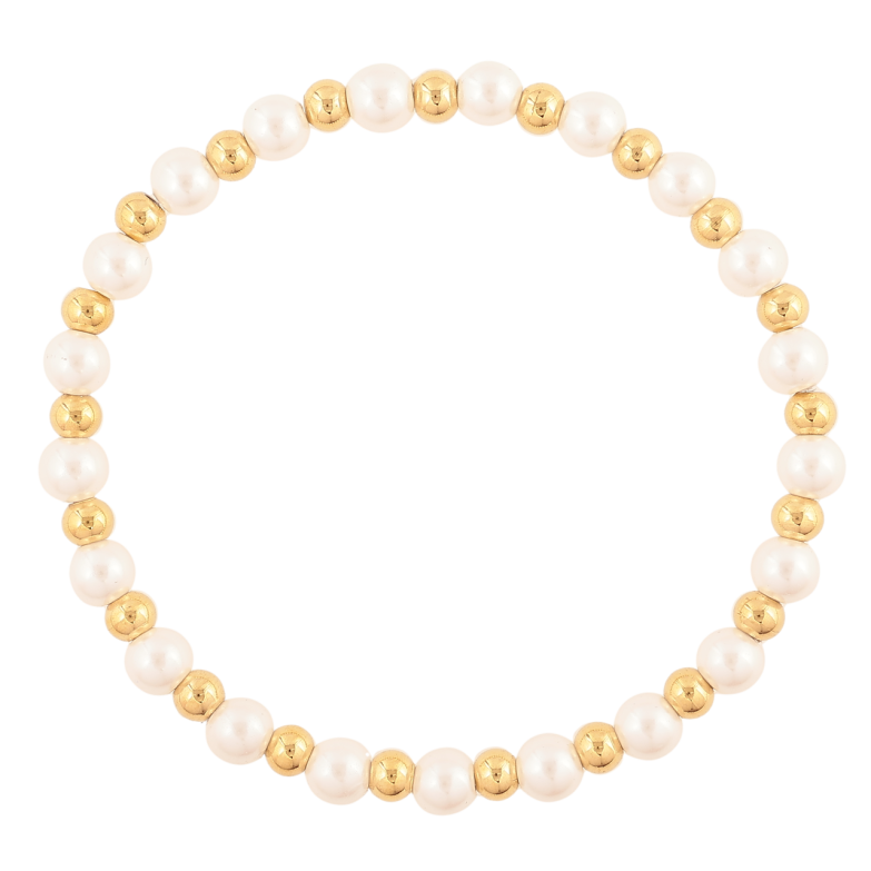 Браслет Xuping ТТМ Stainless Steel цвет 14K Жемчужно-золотистые бусины, ø 4-5мм на резинке фото №20