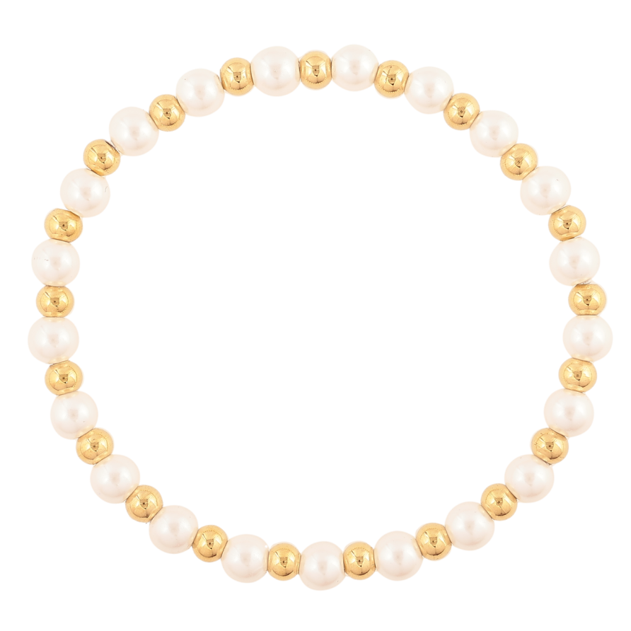 Браслет Xuping ТТМ Stainless Steel цвет 14K Жемчужно-золотистые бусины, ø 4-5мм на резинке фото №1