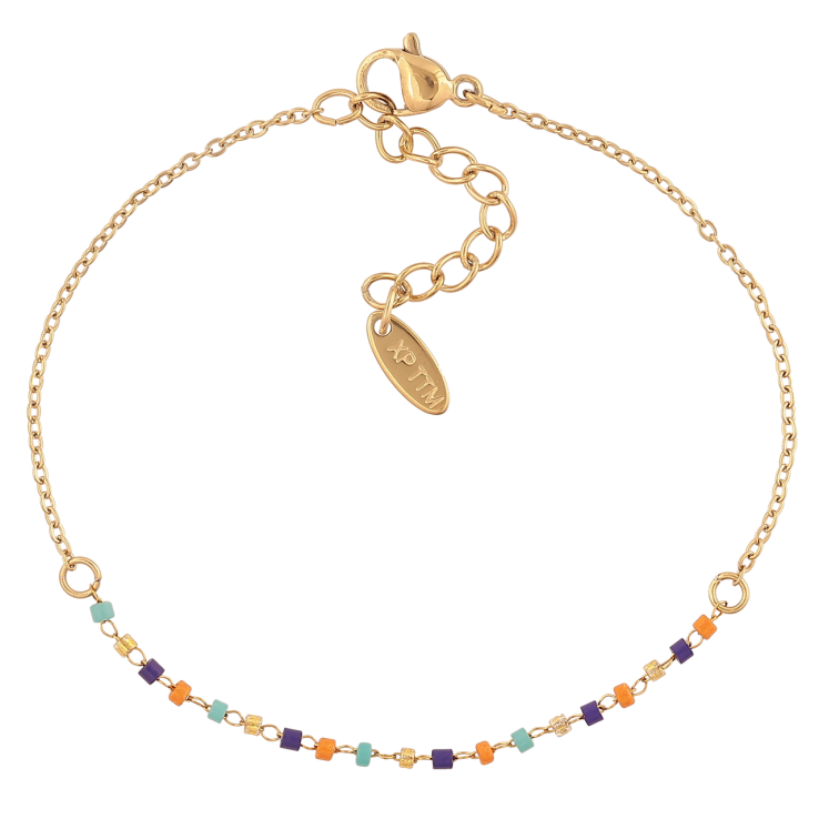 Браслет Xuping ТТМ Stainless Steel цвет 14К Цепочка с цветными бусинами длинна с доп. цеп.18-21.5см х 1.5мм фото №14