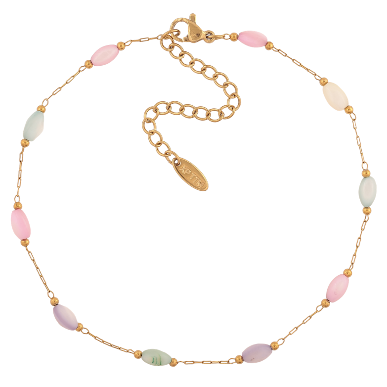 Браслет Xuping ТТМ Stainless Steel цвет 14К (на ногу) Цепочка с цветными бусинами длинна 24-29.5см х 1-4мм фото №1 Браслет Xuping ТТМ Stainless Steel цвет 14К (на ногу) Цепочка с цветными бусинами длинна 24-29.5см х 1-4мм фото №1