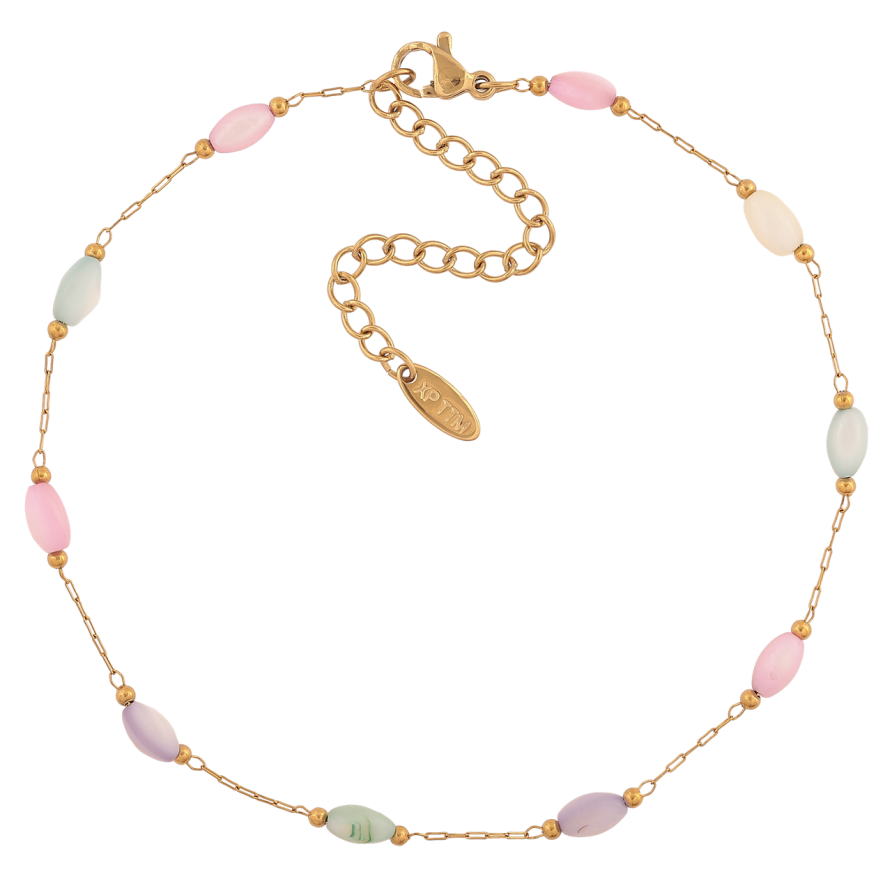 Браслет Xuping ТТМ Stainless Steel колір 14К (на ногу) Ланцюжок з кольоровими намистинами довжина 24-29,5 см х 1-4 мм фото №1 Браслет Xuping ТТМ Stainless Steel колір 14К (на ногу) Ланцюжок з кольоровими намистинами довжина 24-29,5 см х 1-4 мм фото №1