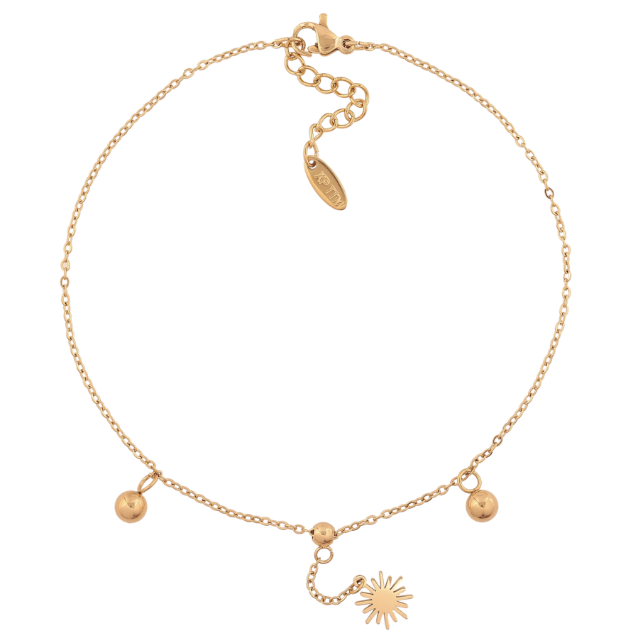 Браслет Xuping ТТМ Stainless Steel колір 14К (на ногу) Ланцюжок з намистинами довжина 24-27см х 1.5мм фото №1