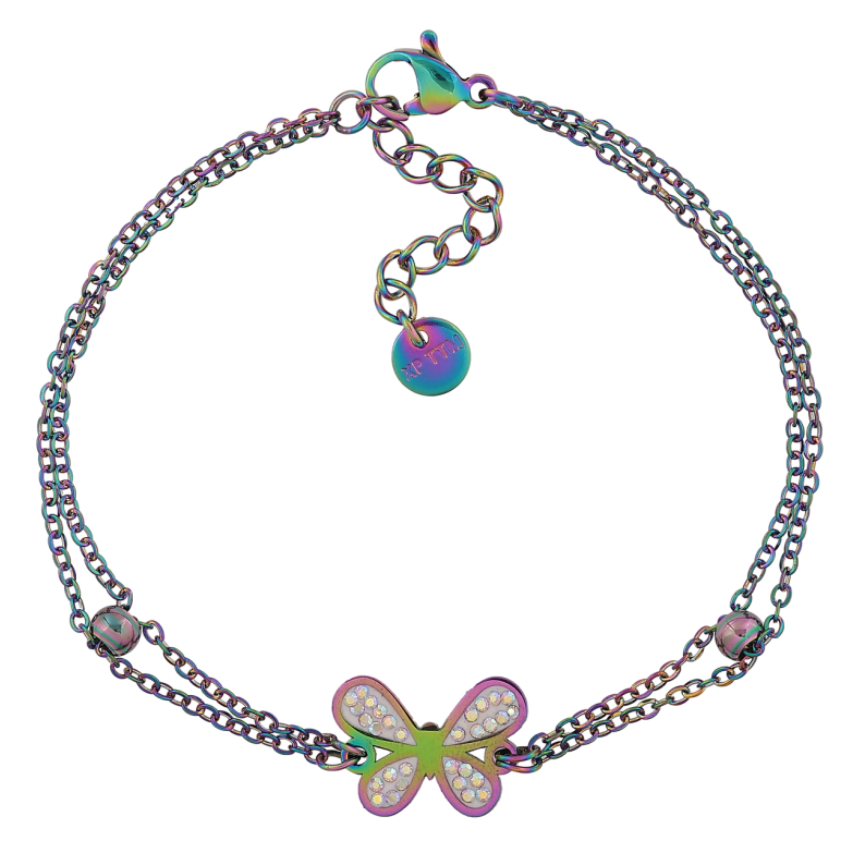 Браслет Xuping ТТМ Stainless Steel цвет Хамелеон Двойная цепочка с бабочкой длинна 17.5-20.5см х 1.5-11мм фото №1