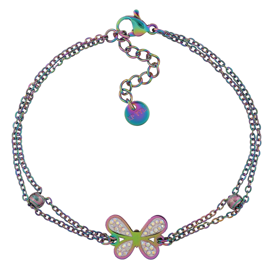 Браслет Xuping ТТМ Stainless Steel цвет Хамелеон Двойная цепочка с бабочкой длинна 17.5-20.5см х 1.5-11мм фото №1