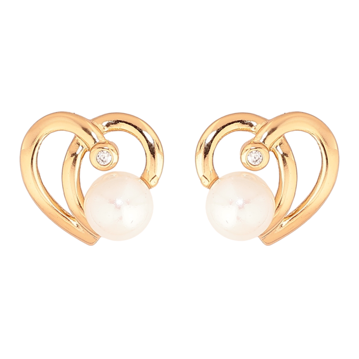 Сережки Xuping Колір Позолота 18K пусети Сердечка з перлинами фото №19