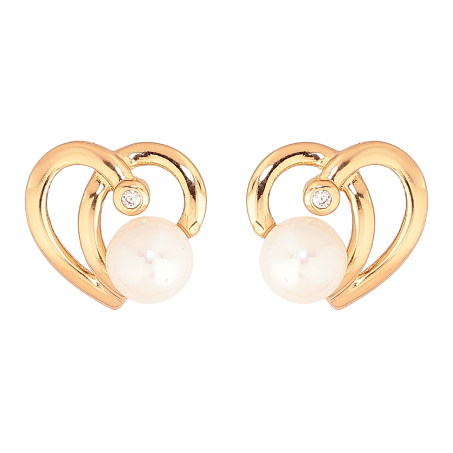 Серьги Xuping Цвет Позолота 18K пусеты Сердечки с жемчужинами фото №1