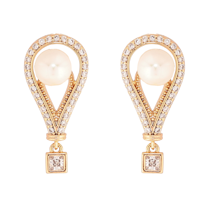 Серьги Xuping Цвет Позолота 18K пусеты Инкрустация кристаллами с жемчужинами фото №1 Серьги Xuping Цвет Позолота 18K пусеты Инкрустация кристаллами с жемчужинами фото №1