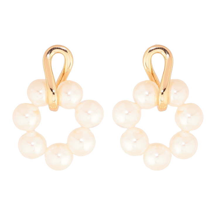 Серьги Xuping Цвет Позолота 18K пусеты Жемчужные колечки фото №18