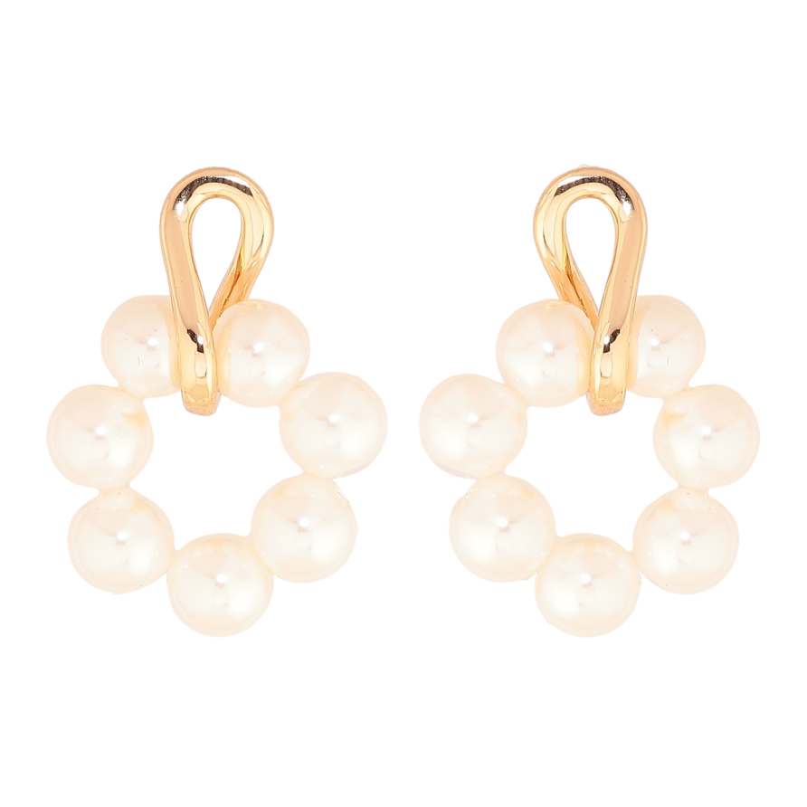 Серьги Xuping Цвет Позолота 18K пусеты Жемчужные колечки фото №1