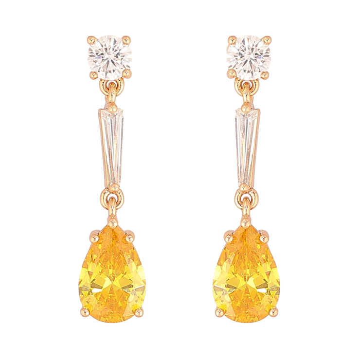 Серьги Xuping Цвет Позолота 18K пусеты Подвески с желтыми кристаллами фото №7