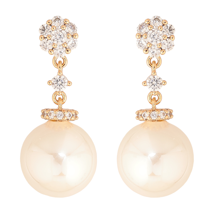 Серьги Xuping Цвет Позолота 18K пусеты Жемчужные подвески фото №21