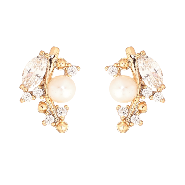 Серьги Xuping Цвет Позолота 18K пусеты Узор с кристаллами и жемчужинами фото №23 Серьги Xuping Цвет Позолота 18K пусеты Узор с кристаллами и жемчужинами фото №23