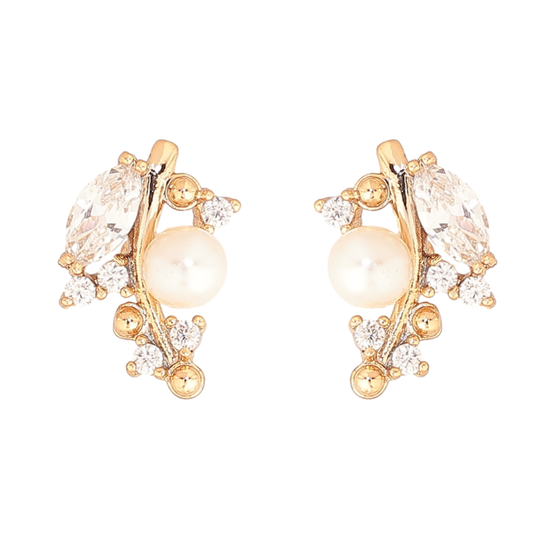 Серьги Xuping Цвет Позолота 18K пусеты Узор с кристаллами и жемчужинами фото №1 Серьги Xuping Цвет Позолота 18K пусеты Узор с кристаллами и жемчужинами фото №1