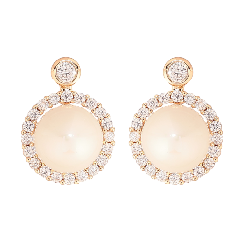 Серьги Xuping Цвет Позолота 18K пусеты Жемчужины в обрамлении кристаллов фото №1