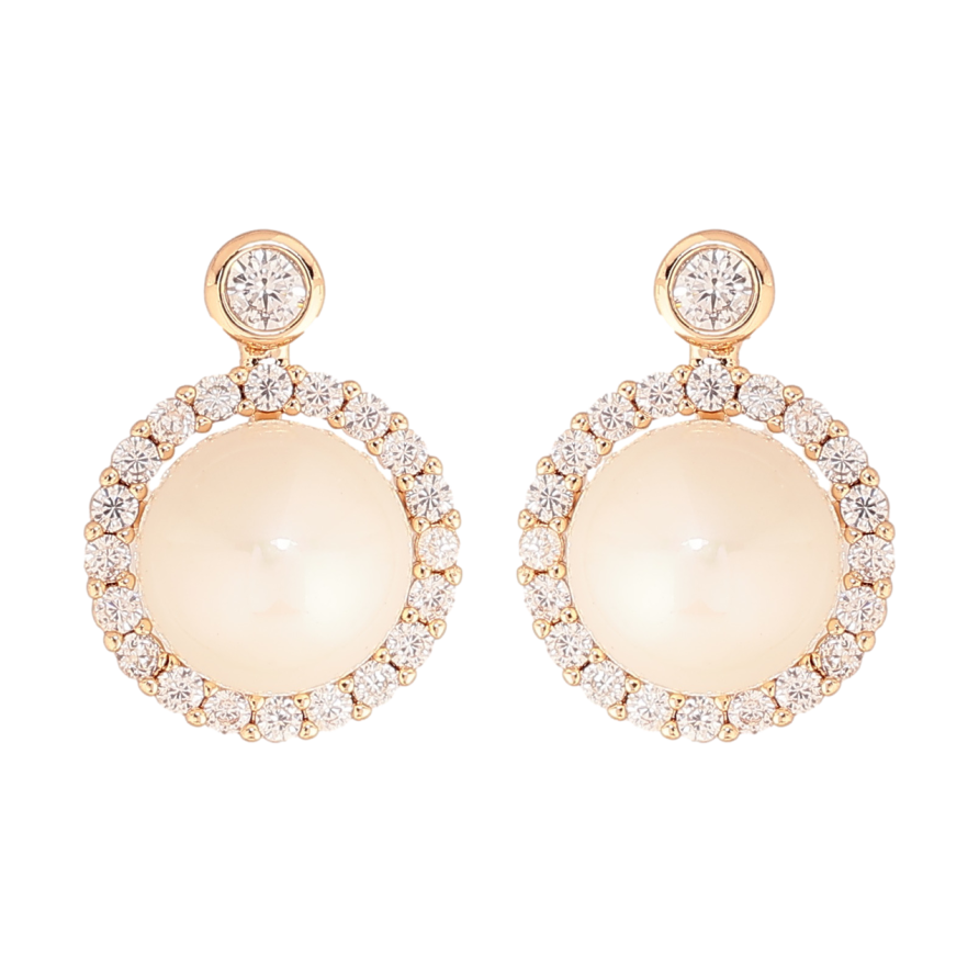 Серьги Xuping Цвет Позолота 18K пусеты Жемчужины в обрамлении кристаллов фото №1