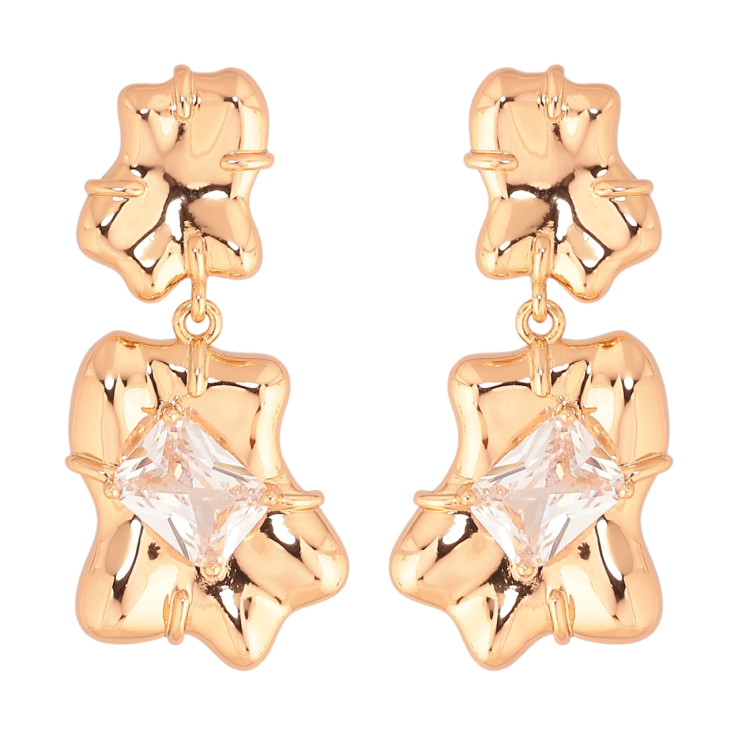 Серьги Xuping Цвет Позолота 18K пусеты Авангардные подвески с кристаллами фото №21