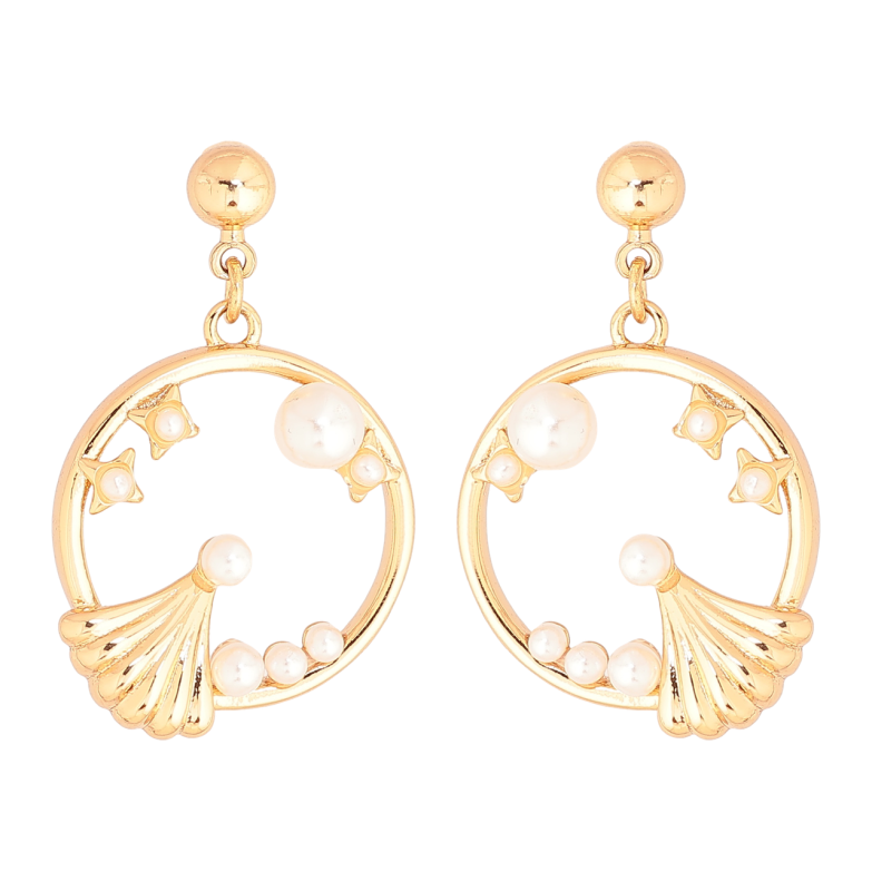 Серьги Xuping Цвет Позолота 18K пусеты Декоративные подвески с жемчужинами фото №1