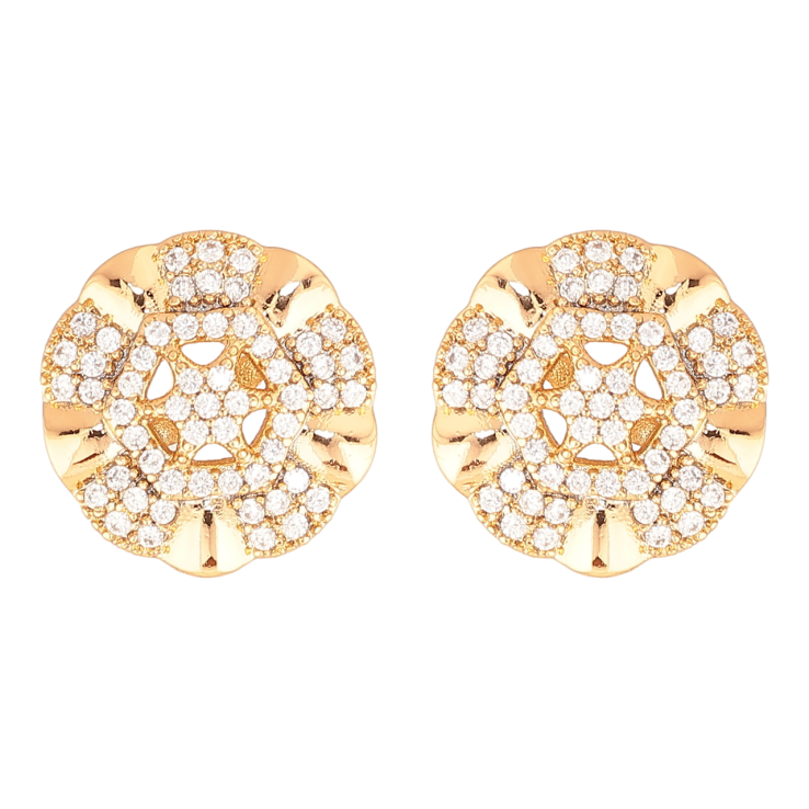 Серьги Xuping Цвет Позолота 18K пусеты Декоративные цветочки с кристаллами фото №15