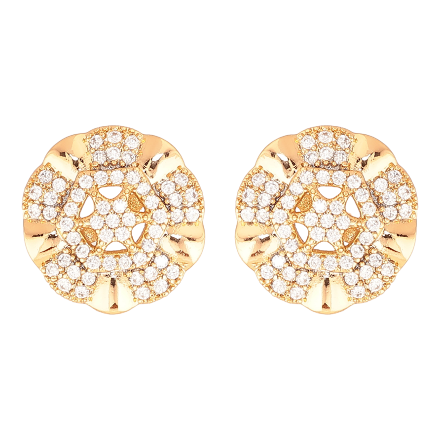 Серьги Xuping Цвет Позолота 18K пусеты Декоративные цветочки с кристаллами фото №1