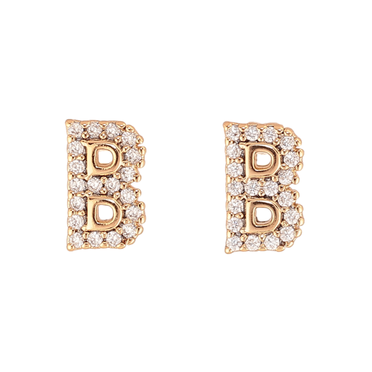 Серьги Xuping Цвет Позолота 18K пусеты Буква В с кристаллами фото №6 Серьги Xuping Цвет Позолота 18K пусеты Буква В с кристаллами фото №6