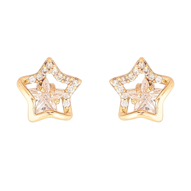 Серьги Xuping Цвет Позолота 18K пусеты Звезды с кристаллами фото №11