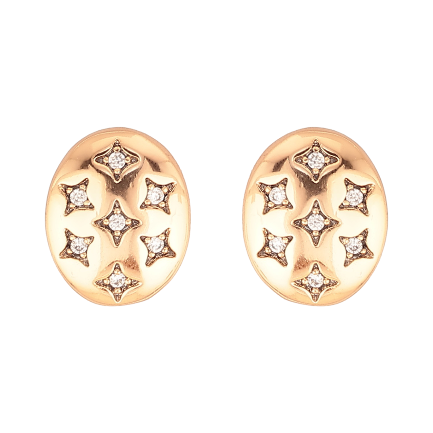 Серьги Xuping Цвет Позолота 18K пусеты Овалы с звездным узором фото №1