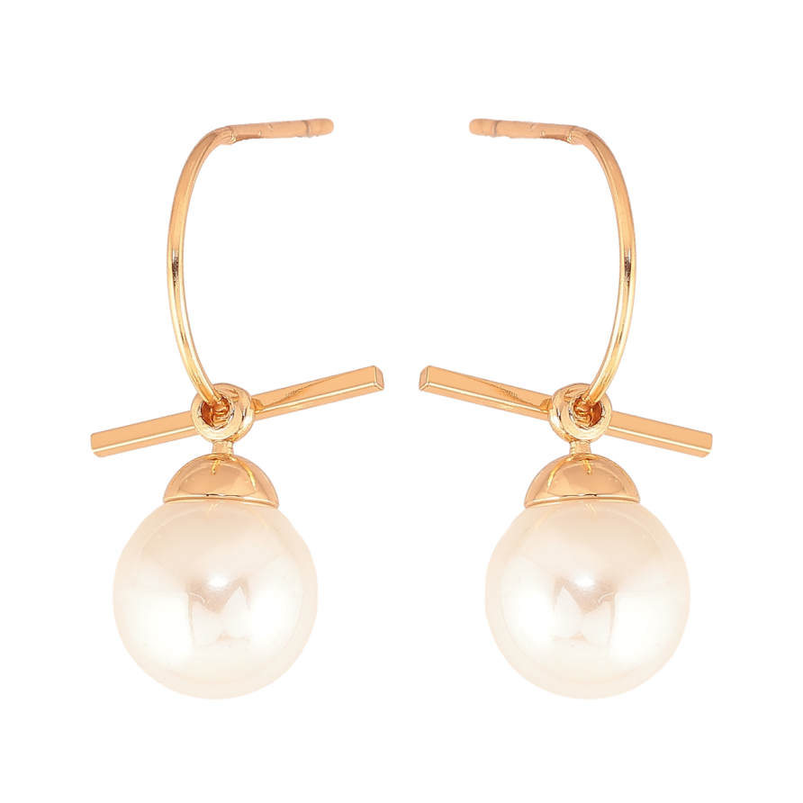 Серьги Xuping Цвет Позолота 18K пусеты Дуги с жемчужными подвесками фото №1 Серьги Xuping Цвет Позолота 18K пусеты Дуги с жемчужными подвесками фото №1