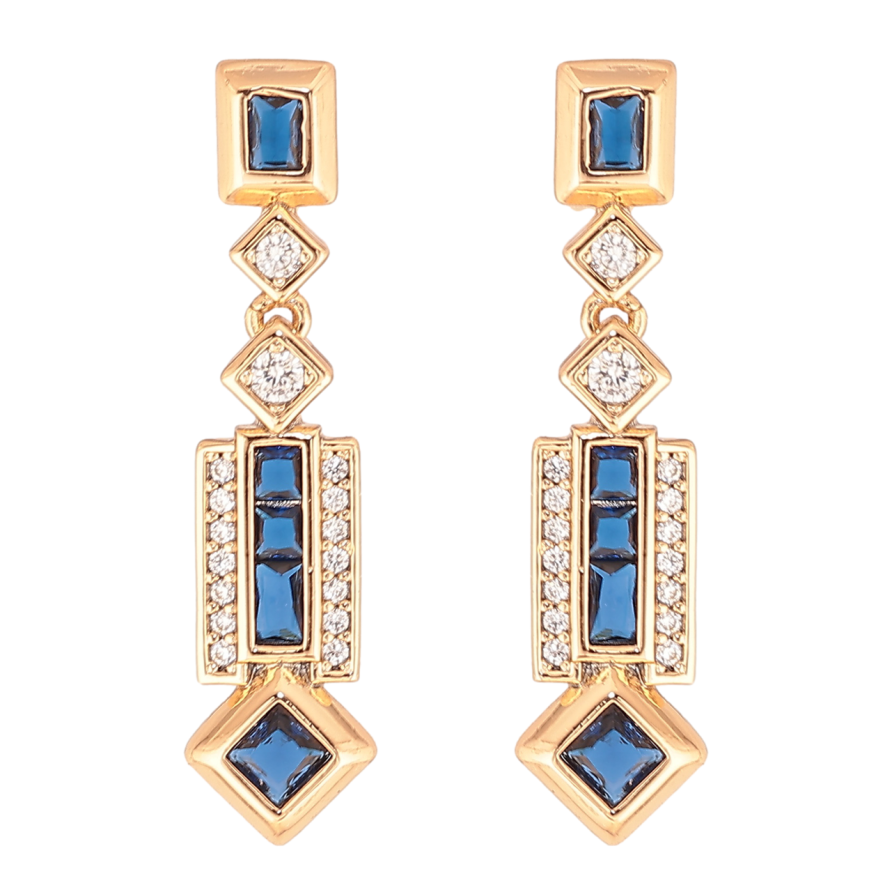 Серьги Xuping Цвет Позолота 18K пусеты Изящные подвески с синими кристаллами фото №1