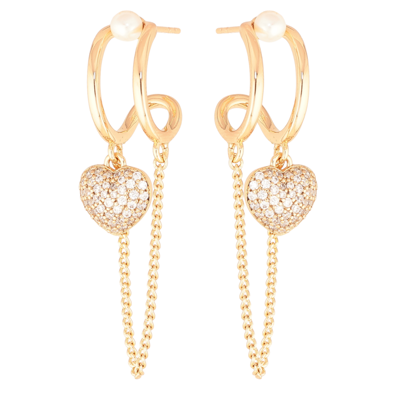 Серьги Xuping Цвет Позолота 18K пусеты Декоративные подвески с сердечками фото №1