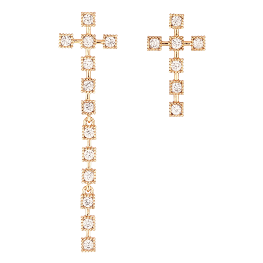 Серьги Xuping Цвет Позолота 18K пусеты Ассиметричные Крестики фото №1 Серьги Xuping Цвет Позолота 18K пусеты Ассиметричные Крестики фото №1