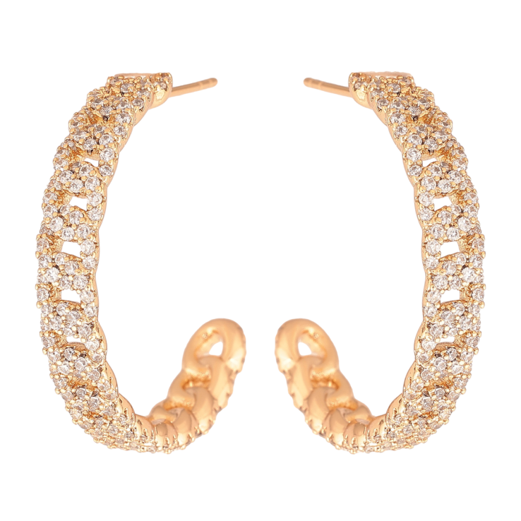 Серьги Xuping Цвет Позолота 18K пусеты Узор цепочка с инкрустацией кристаллами фото №14