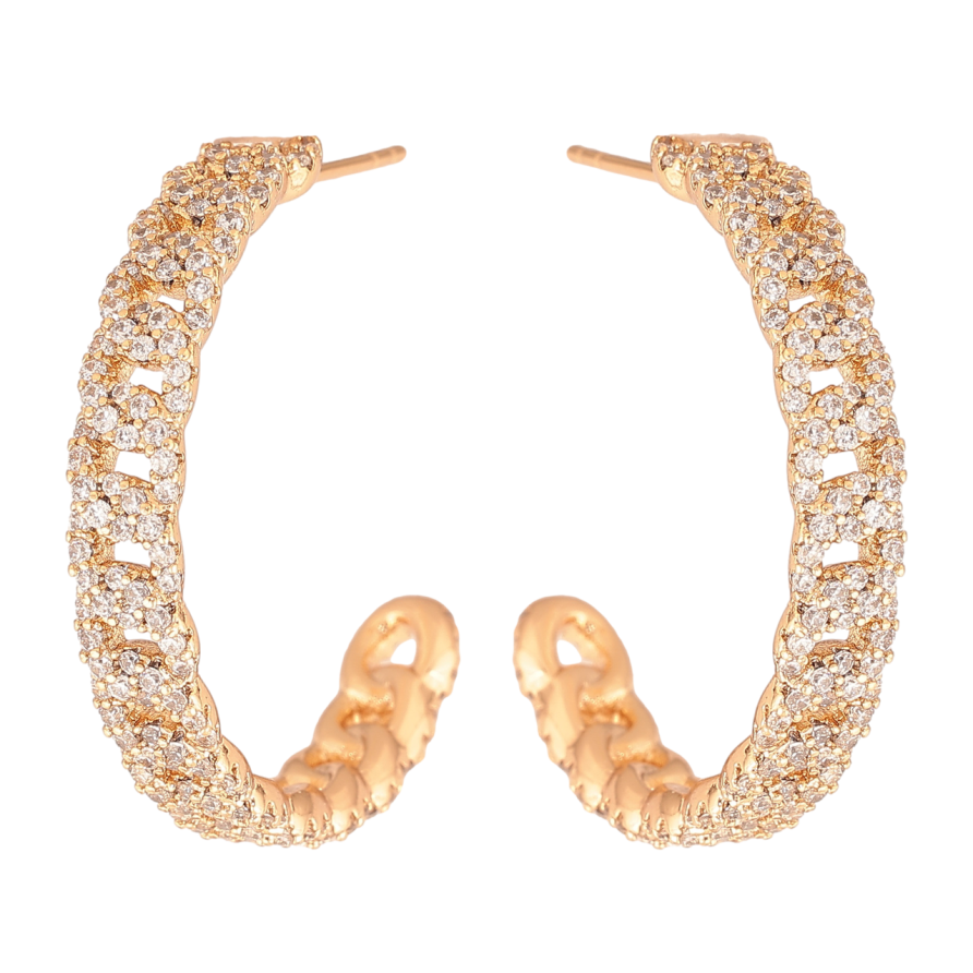 Серьги Xuping Цвет Позолота 18K пусеты Узор цепочка с инкрустацией кристаллами фото №1