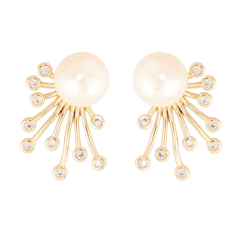 Серьги Xuping Цвет Позолота 18K пусеты Узор с жемчужинами фото №1