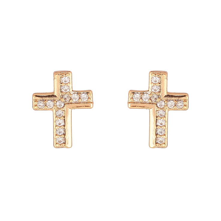 Серьги Xuping Цвет Позолота 18K пусеты Крестики с кристаллами фото №6