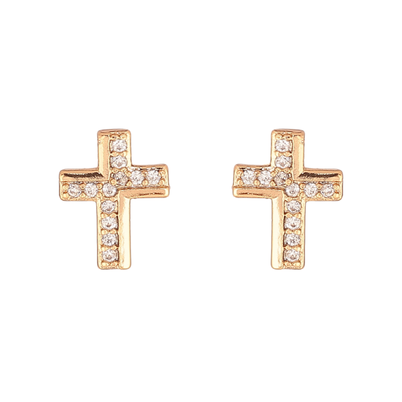 Серьги Xuping Цвет Позолота 18K пусеты Крестики с кристаллами фото №2